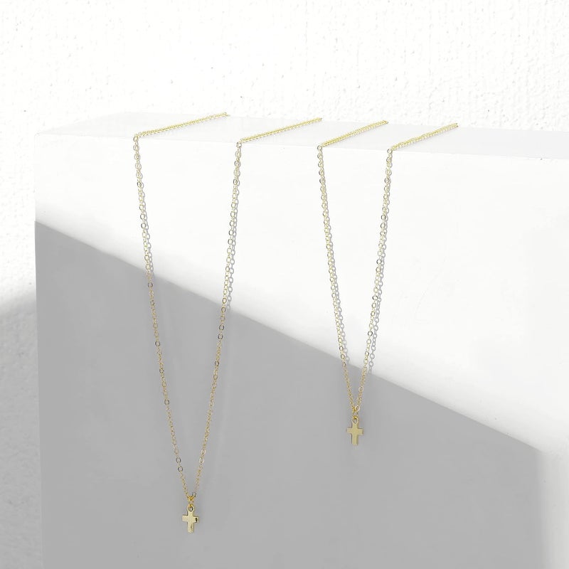 VIROMY Gold Cross Necklace for Women 14K Gold Plated Cute Sidways Cross Pendant Choker Necklaces Simple Trendy Everyday Jewelry for Women - Image 5